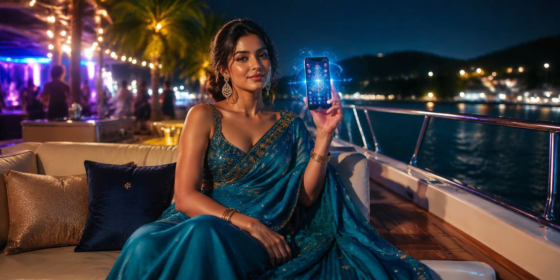User placing sports bet on smartphone on a Goan beach